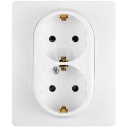 Розетка 2-м СП Etika 2К+З 16А с заземл. винт. зажимы в сборе бел. Leg 672223