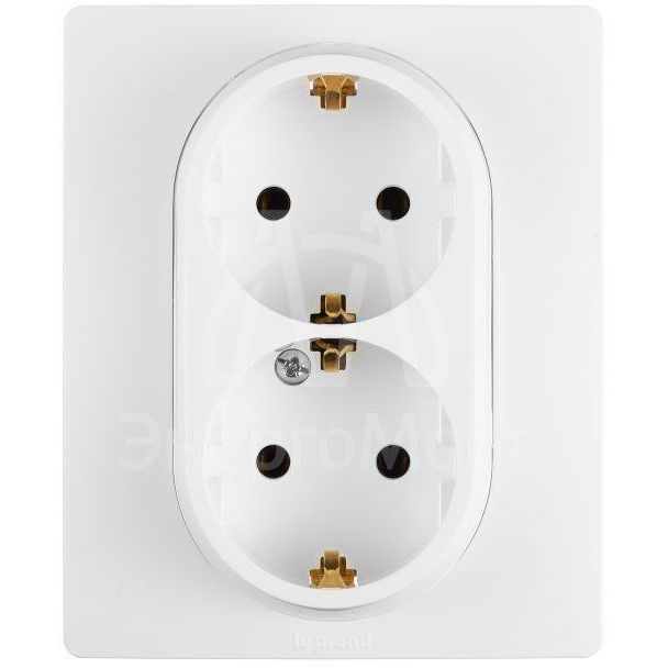 Розетка 2-м СП Etika 2К+З 16А с заземл. винт. зажимы в сборе бел. Leg 672223