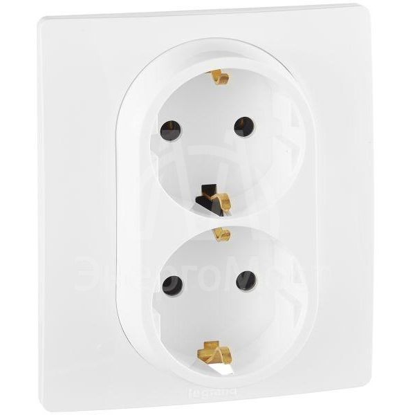 Розетка 2-м СП Etika 2К+З 16А с заземл. винт. зажимы в сборе бел. Leg 672223