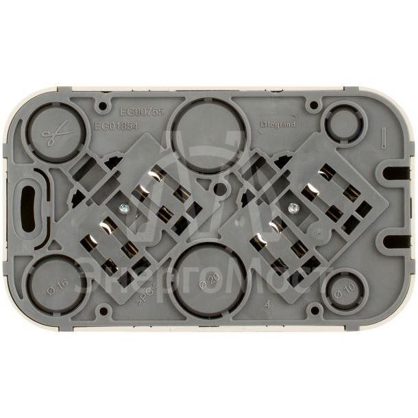 Розетка 2-м ОП Quteo 16А IP20 250В 2х2P без заземл. без защ. шторок сл. кость Leg 782261