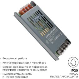Блок питания 12В 75Вт 6.25 А IP20 137х49х24мм OGM PS3-48