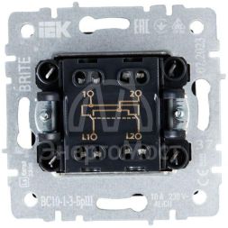 Выключатель перекрестный 1-кл. СП BRITE 10А ВС10-1-3-БрБ шампань IEK BR-V13-0-10-K37