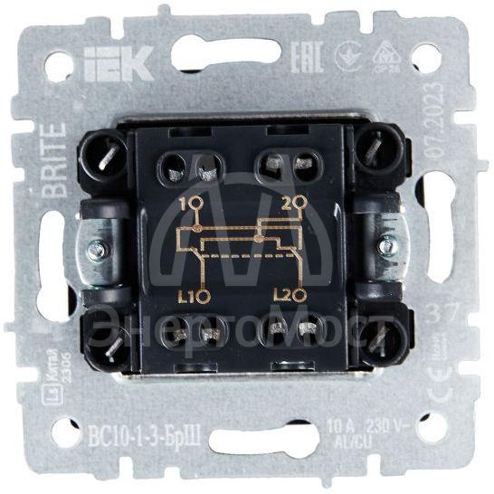 Выключатель перекрестный 1-кл. СП BRITE 10А ВС10-1-3-БрБ шампань IEK BR-V13-0-10-K37