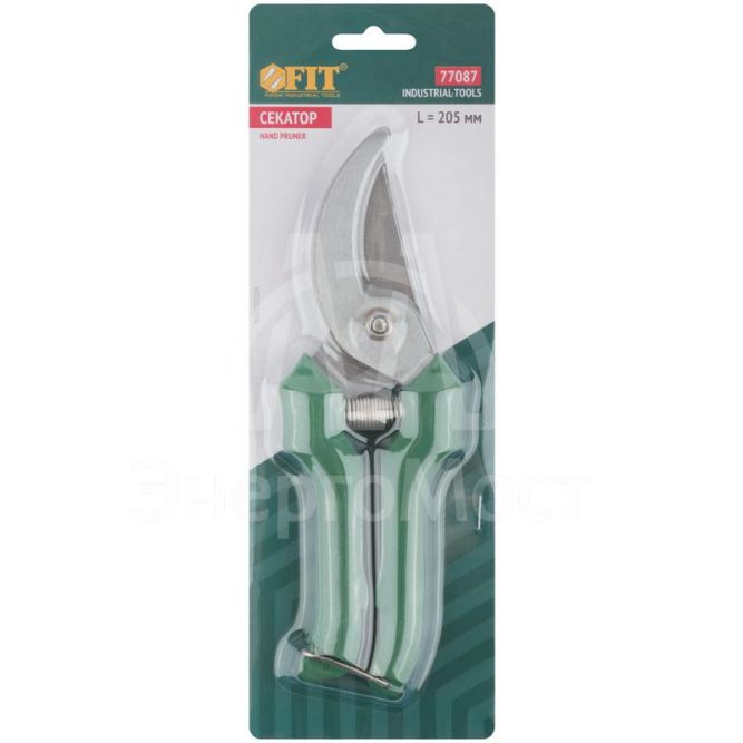 Секатор режущие кромки внахлест лезвия нерж. сталь пластиковые ручки 205мм FIT 77087