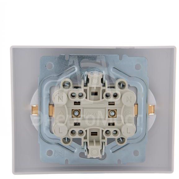 Розетка 2-м СП KARINA термопласт с заземл. бел. LEZARD 707-0200-127B