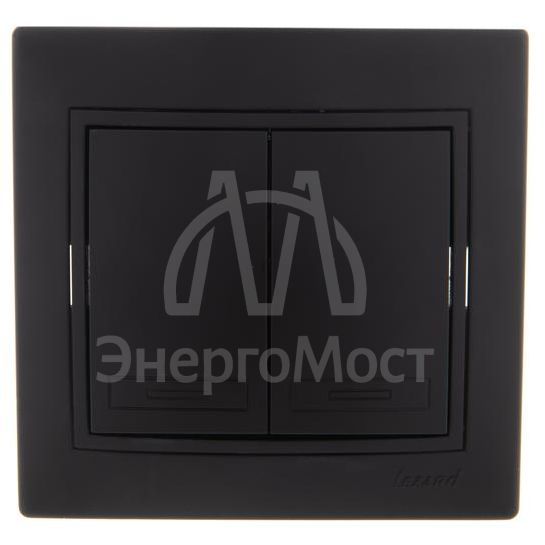 Выключатель 2-кл. 1п СП Мира 10А IP20 со вставкой черн. бархат LEZARD 701-4242-101
