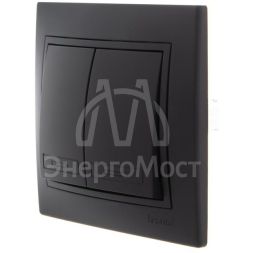 Выключатель 2-кл. 1п СП Мира 10А IP20 со вставкой черн. бархат LEZARD 701-4242-101