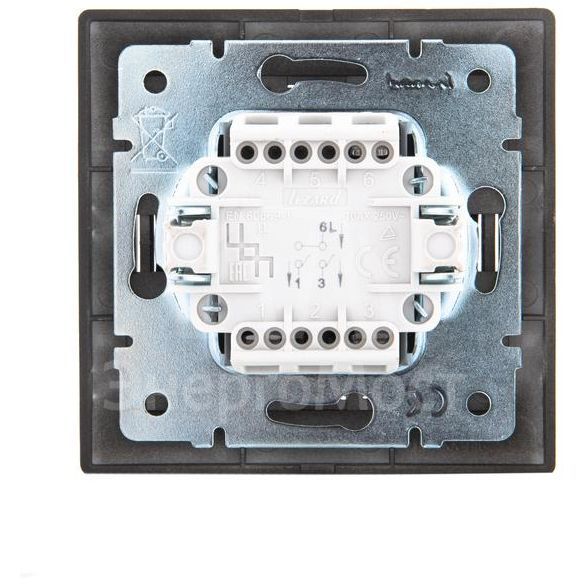 Выключатель 2-кл. 1п СП Мира 10А IP20 со вставкой черн. бархат LEZARD 701-4242-101