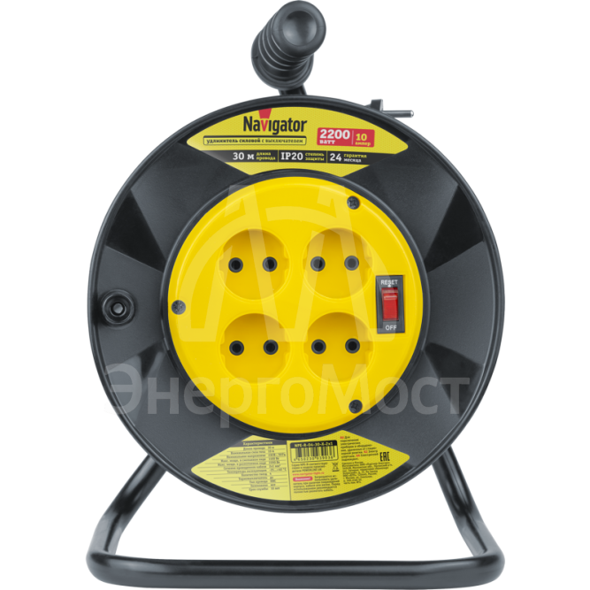 Удлинитель на катушке 4х30м без заземл. 93 903 NPE-R-04-30-X-2х1 NAVIGATOR 93903