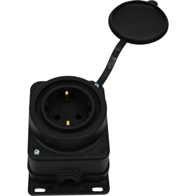 Колодка MultiSet 1х розетка 2К+З 16А/250В IP44 каучуковая черн. SE MST4003BK