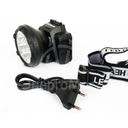 Фонарь налобный аккумуляторный LED 5363 (220В 9LED 2 режима черн.) Ultraflash 11257