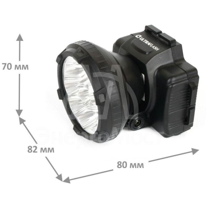 Фонарь налобный аккумуляторный LED 5363 (220В 9LED 2 режима черн.) Ultraflash 11257