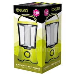 Фонарь кемпинговый AccuF5-L20W-gn 40х0.5Вт SMD 440лм аккумулятор 2000мА.ч 2 режима: 100проц. 2ч/10проц. 13ч индикатор зарядки диммер зел. ФАZА 5015883
