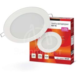 Светильник светодиодный RLP-VC 12Вт 230В 6500К 960лм 145мм IP40 панель круглая бел. IN HOME 4690612024530