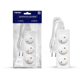 Удлинитель 3х1.5м без заземл. 10А 2х0.75 TOKOV ELECTRIC TKE-C01-BU3-1.5-075