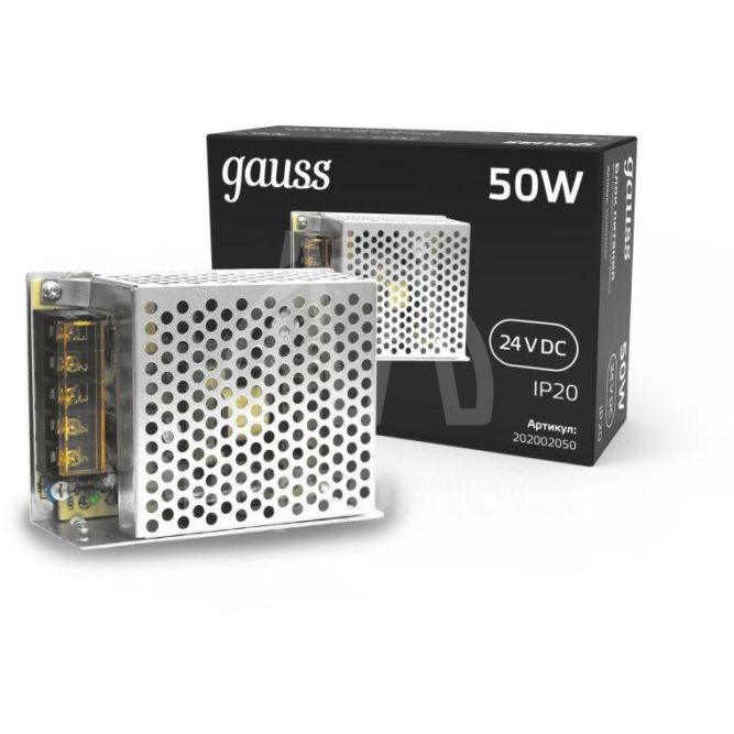 Блок питания для светодиодной ленты Black 50Вт 24В IP20 (драйвер) GAUSS 202002050