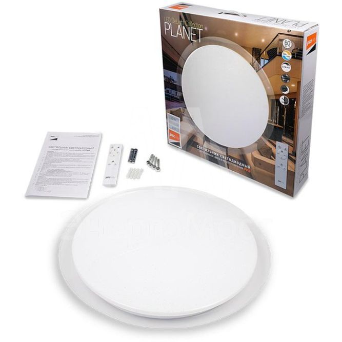 Светильник светодиодный бытовой настенно-потолочный PPB PLANET 60Вт с пультом 3000К-6500К DIM D550х75 IP20 JazzWay 5012134