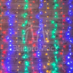 Гирлянда &amp;quot;Светодиодный Дождь&amp;quot; 2.5x2м свечение с динамикой 300LED мультиколор 230В провод прозр. Neon-Night 235-059