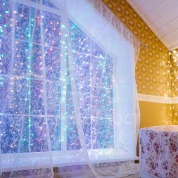 Гирлянда &amp;quot;Светодиодный Дождь&amp;quot; 2.5x2м свечение с динамикой 300LED мультиколор 230В провод прозр. Neon-Night 235-059