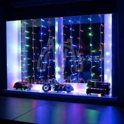 Гирлянда &amp;quot;Светодиодный дождь&amp;quot; с контроллером 1.5х1.5м 144LED мульти. прозр. провод 12Вт 220В IP20 NEON-NIGHT 235-039