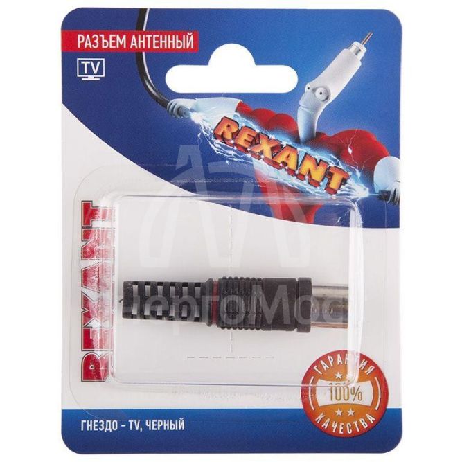 Разъем антенный на кабель гнездо-TV черн. блист. Rexant 06-0011-A