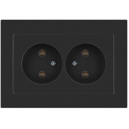 Розетка 2-м СП Accent 6-204-07 16А IP20 250В 2P AL/CU графит Intro Б0063435