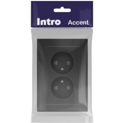 Розетка 2-м СП Accent 6-204-07 16А IP20 250В 2P AL/CU графит Intro Б0063435