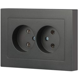 Розетка 2-м СП Accent 6-204-07 16А IP20 250В 2P AL/CU графит Intro Б0063435