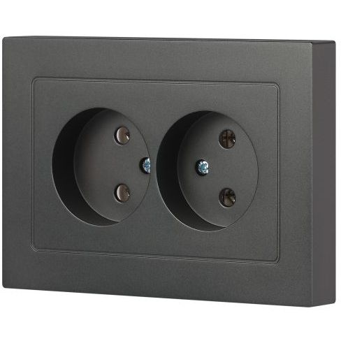 Розетка 2-м СП Accent 6-204-07 16А IP20 250В 2P AL/CU графит Intro Б0063435