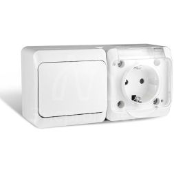 Блок ОП Nix (розетка 16А 250В с заземл. 1-кл. выкл. 10А) IP54 бел. TOKOV ELECTRIC TKE-NX-V1RZ-C01T-IP54