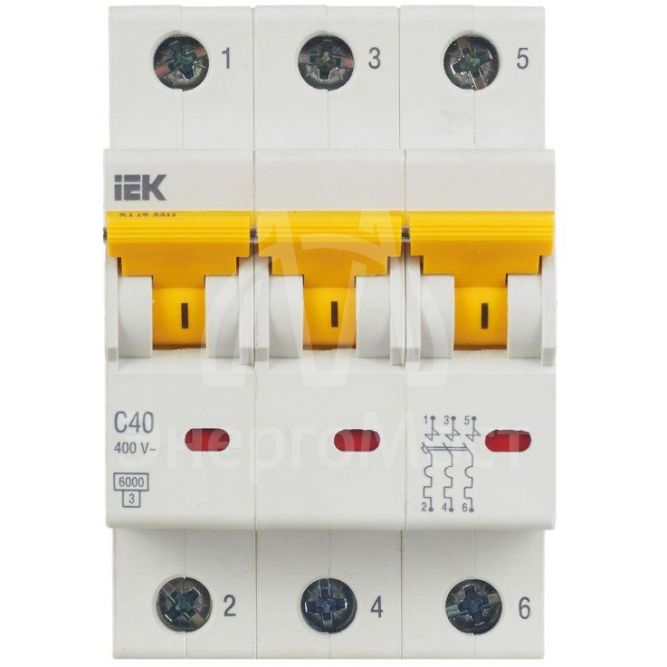 Выключатель автоматический модульный 3п C 40А 6кА ВА47-60M IEK MVA31-3-040-C