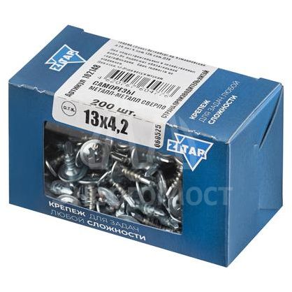 Саморез для тонкого метал. листа со сверлом 4.2х13 (уп.200шт) коробка Tech-Krep 102148