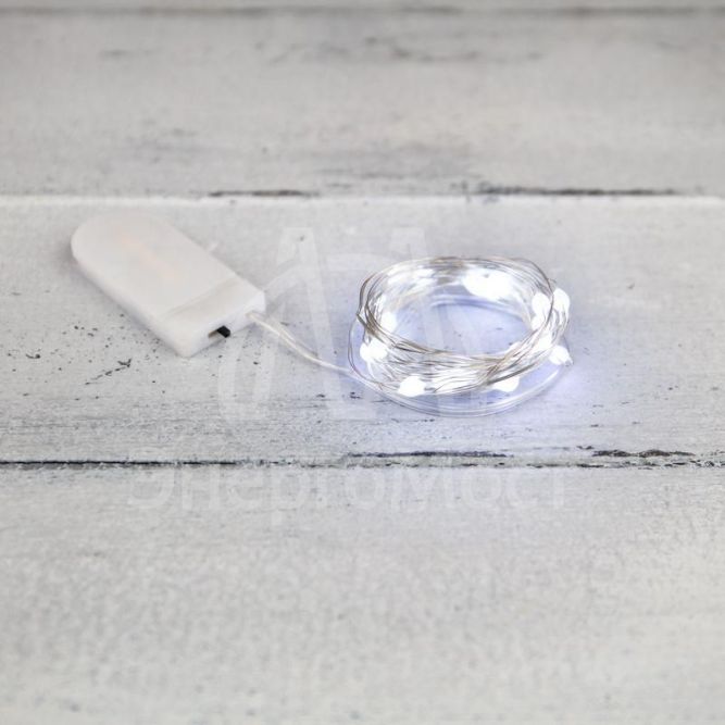 Гирлянда светодиодная &amp;quot;Роса&amp;quot; с крупными каплями 2м 20LED бел. 0.1Вт IP20 элементы питания 2хCR2032 (в компл.) Neon-Night 302-005