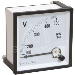 Вольтметр Э47 72х72мм 500В кл. точн. 1.5 IEK IPV10-6-0500-E