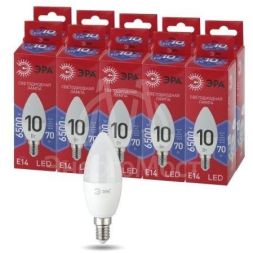 Лампа светодиодная ECO LED B35-10W-865-E14 R (диод свеча 10Вт холодн. E14) (10/100/3500) ЭРА Б0045337