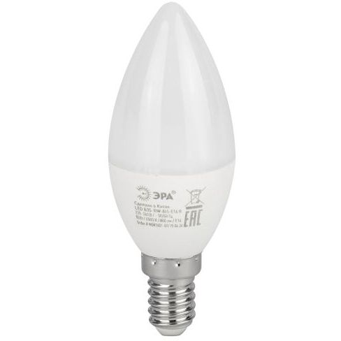 Лампа светодиодная ECO LED B35-10W-865-E14 R (диод свеча 10Вт холодн. E14) (10/100/3500) ЭРА Б0045337