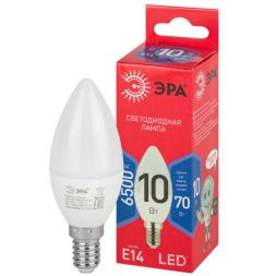 Лампа светодиодная ECO LED B35-10W-865-E14 R (диод свеча 10Вт холодн. E14) (10/100/3500) ЭРА Б0045337
