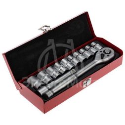 Набор торцевых головок 1/2 головки 10-24мм с трещоточным ключом 12 предметов Rexant 12-8301