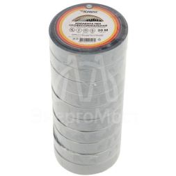 Изолента ПВХ профессиональная 0.18х19мм 20м сер. (уп.10шт) Kranz KR-09-2808