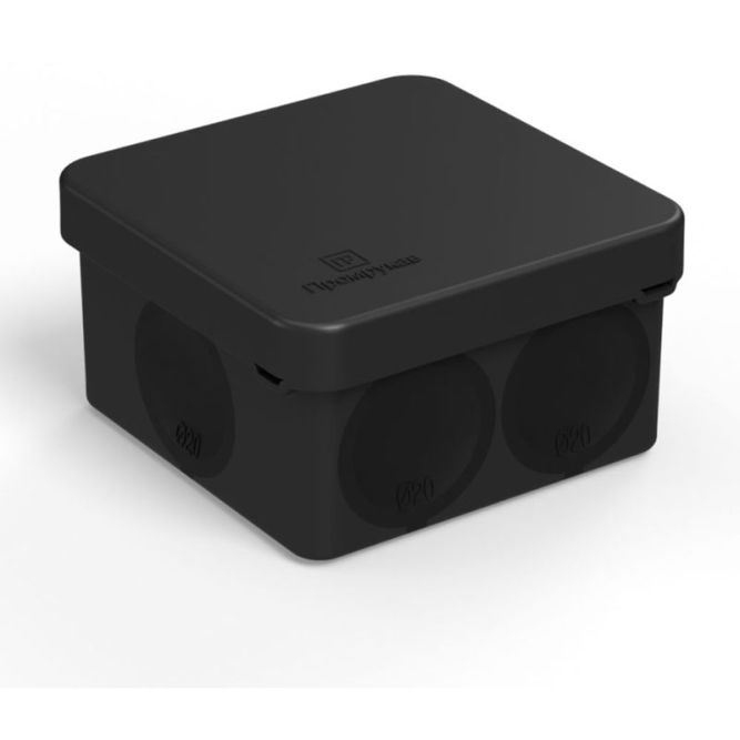 Коробка распределительная ОП 70х70х40мм двухкомпонентн. безгалоген. (HF) для прямого монтажа черн. Промрукав 60-0200-9005