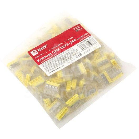 Клемма СМК 2273-244 (с пастой) 4 отверстия 0.5-2.5кв.мм (уп.100шт) PROxima EKF plc-smk-2273-244