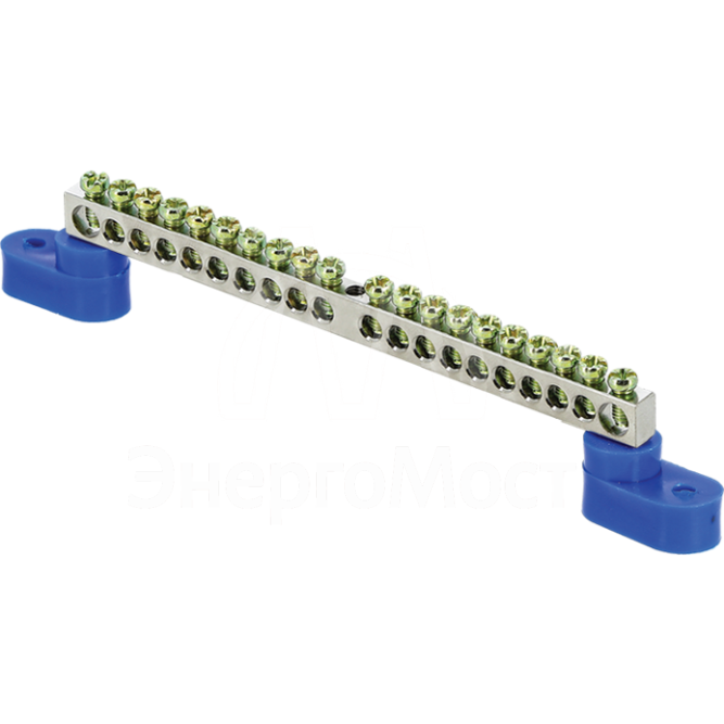 Шина нулевая N 6х9 20 отвер. никель 2 син. угловых изолятора PROxima EKF sn1-63-20-2