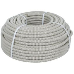 Труба гофрированная ПВХ d40мм с протяжкой сер. (уп.15м) Plast PROxima EKF tg-z-40