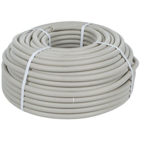 Труба гофрированная ПВХ d40мм с протяжкой сер. (уп.15м) Plast PROxima EKF tg-z-40