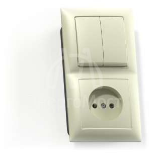 Блок СП БКВР-409 Селена (2-кл. выкл. + розетка) сл. кость Кунцево 8171