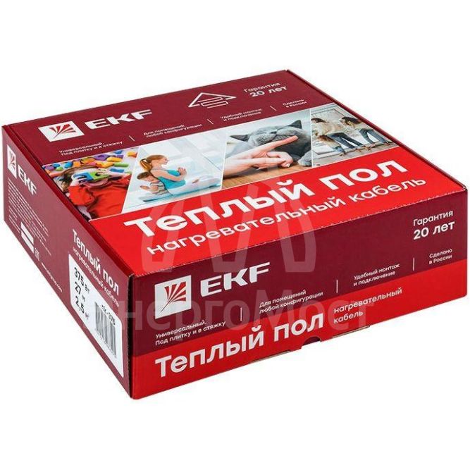 Комплект &amp;quot;Теплый пол&amp;quot; (кабель) 2000Вт 143м 13.5кв.м EKF nk-2000