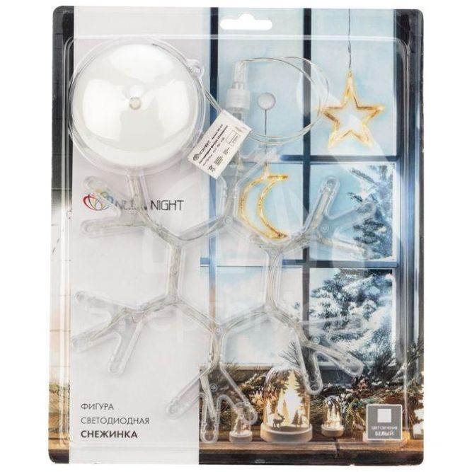 Фигура светодиодная &amp;quot;Снежинка&amp;quot; на присоске с подвесом бел. Neon-Night 501-019