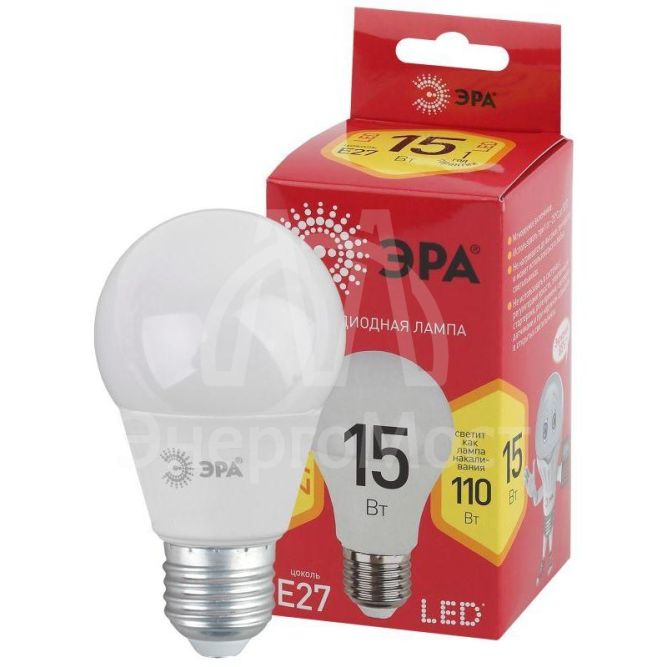Лампа светодиодная RED LINE LED A60-15W-827-E27 R 15вт A60 груша 2700К тепл. бел. E27 Эра Б0046355