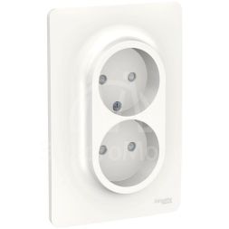 Розетка 2-м UNICA NEW защ. шторки без заземл. винт. зажим. бел. SchE NU206318
