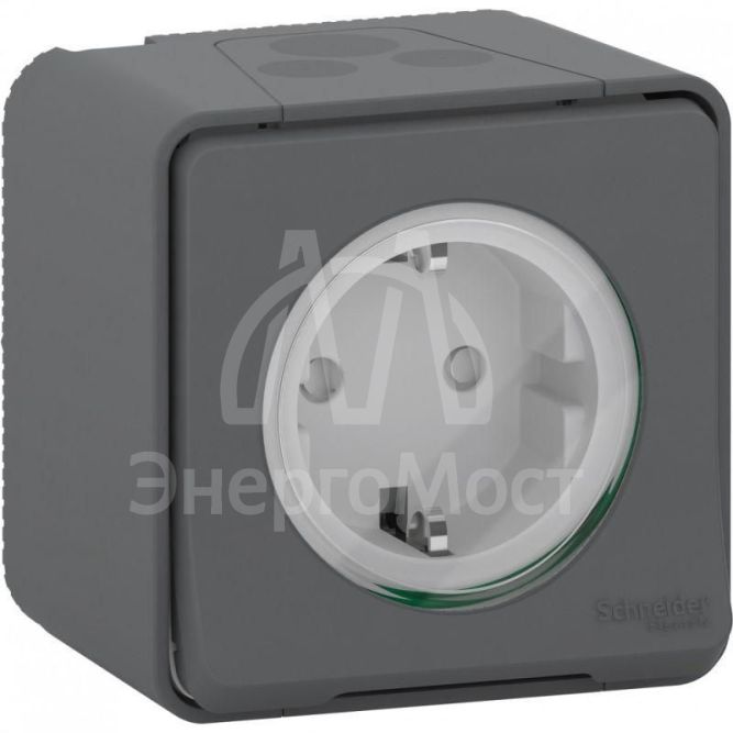 Розетка ОП Mureva Styl защ. шторки с заземл. IP55 антрацит SchE MUR36034